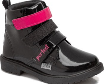 Botin Rock Mini Brillante Negro - Rosa