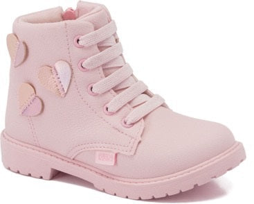 Botin Rosa Claro Con Detalles De Corazones