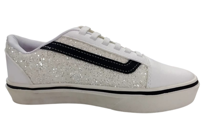 Tenis Klin Freestyle - Blanco Negro Gliter