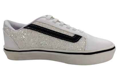 Tenis Klin Freestyle - Blanco Negro Gliter