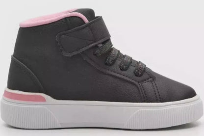 Tenis Bota Infantil Negro - Rosa