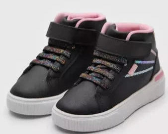 Tenis Bota Infantil Negro - Rosa